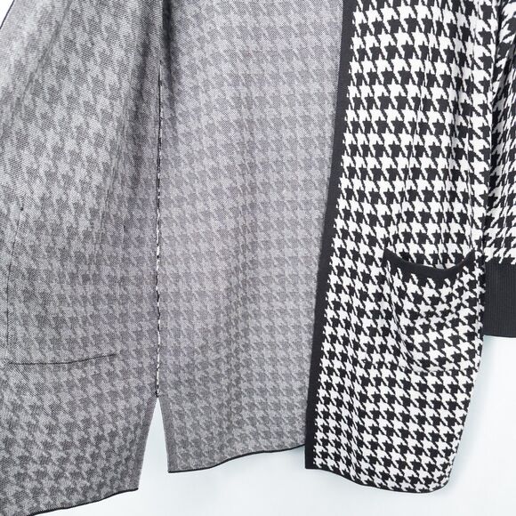 Chicos Houndstooth Cashmere Blend Long Cardigan Womens 1 Medium Black White - Picture 11 of 16